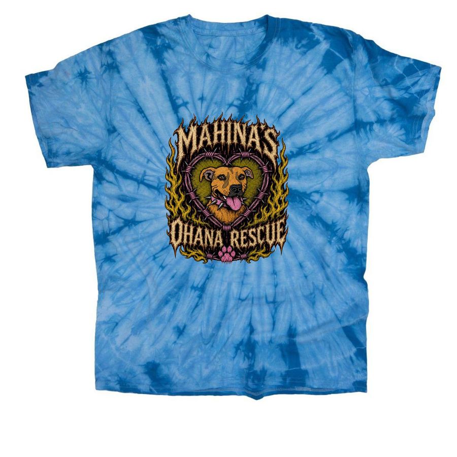 Mahina?s Ohana Rescue ?hardcore? tie dye tees, a Baby Blue Classic Tie Dye Tee