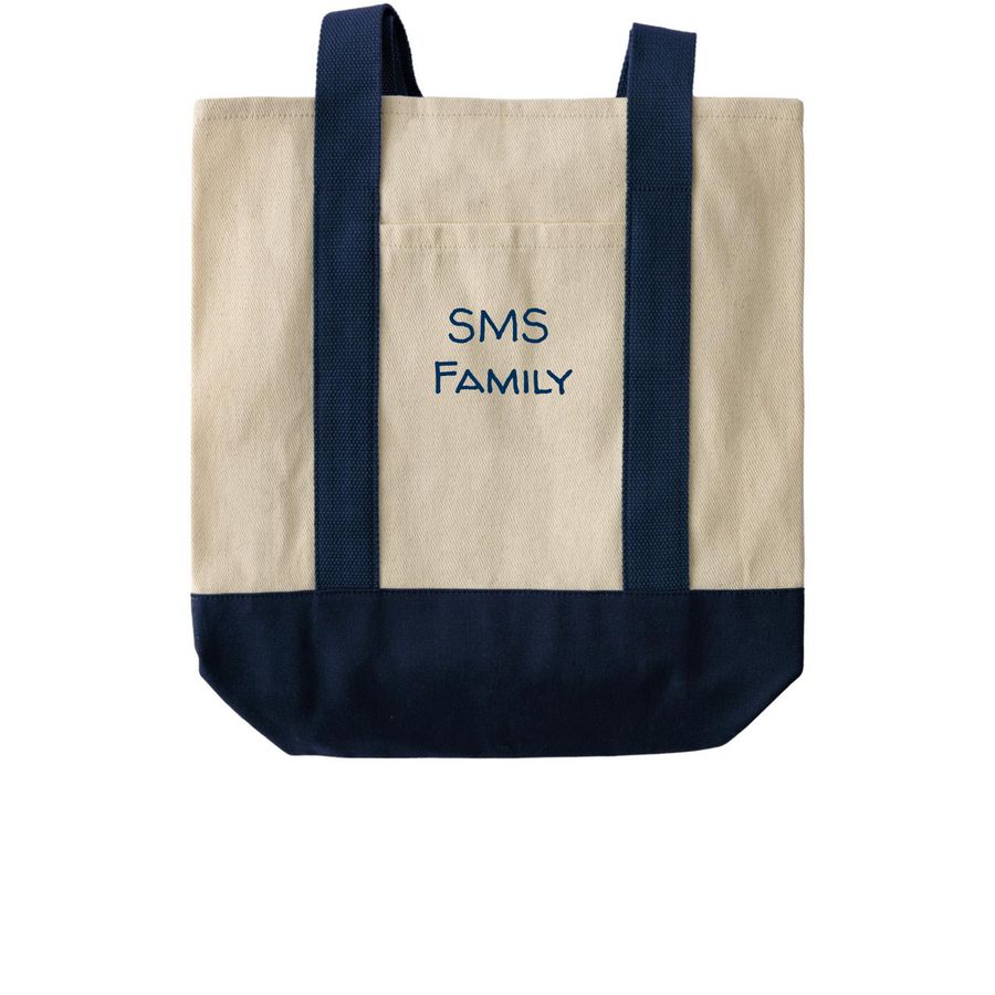 Canvas Tote Bag, a Natural/Navy Two-Tone Grocery Tote Bag