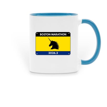 Boston Marathon 2026 mugs, a Light Blue Two-Tone Ceramic Mug