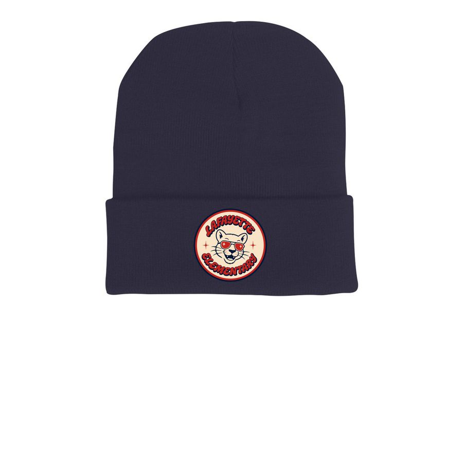 Retro Cougar Beanies, a Navy Printed Cuffed Beanie