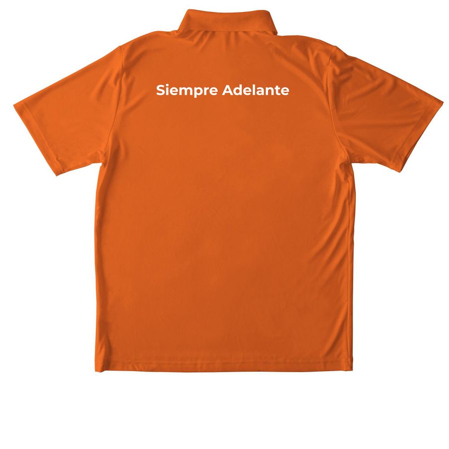 Performance Tops, a Deep Orange Unisex Performance Polo (back-view)