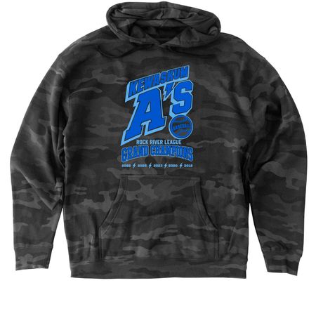 2026 Kewaskum A's Grand Champions Line, a Black Camo Heavyweight Camo Pullover Hoodie