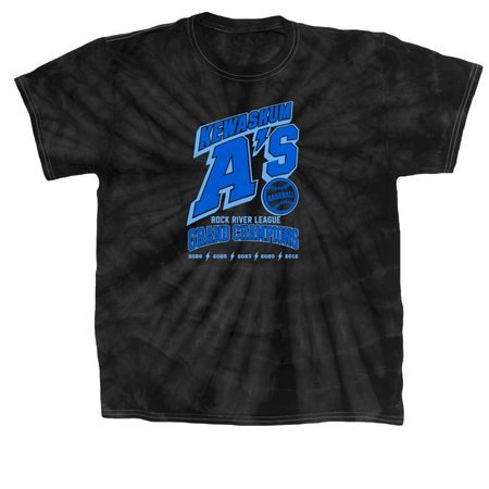 2026 Kewaskum A's Grand Champions Line, a Black Classic Tie Dye Tee