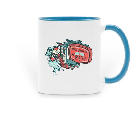 Reads by the River - Coffee Mugs, a Light Blue Two-Tone Ceramic Mug