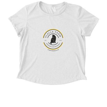 "Olalla Farm" Logo, a Bright White Allmade Eco Triblend Women?s Scoop Neck Tee