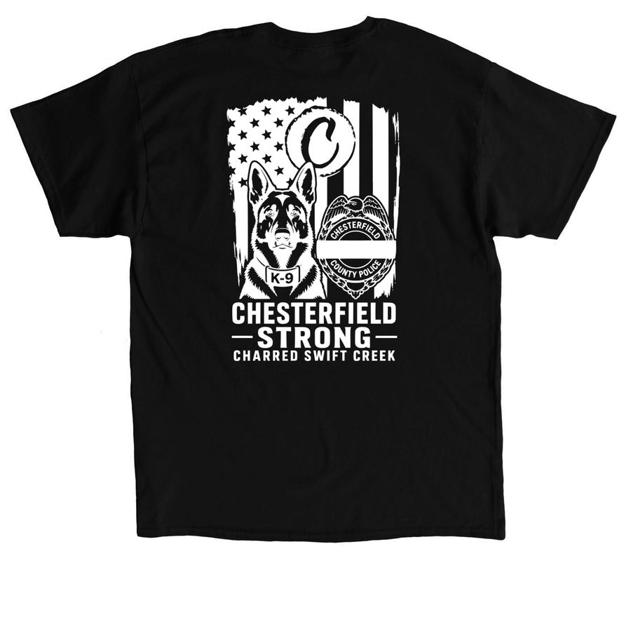 CHESTERFIELD STRONG, a Black Classic Unisex Tee (back-view)