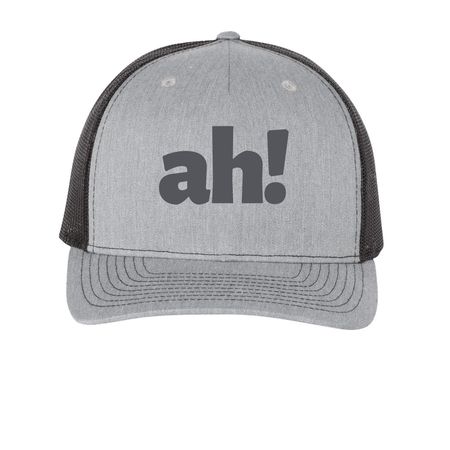 Hats, a Heather Grey/ Black Printed Five-Panel Trucker Cap