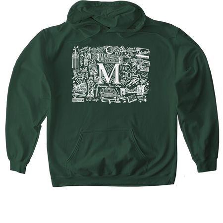 Macaulay Honors Doodle Design, a Forest Green Softstyle Pullover Hoodie