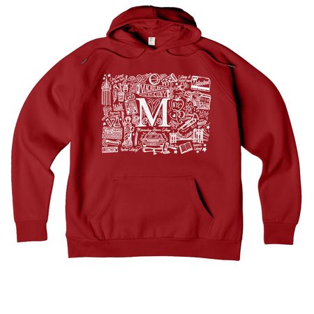 Macaulay Honors Doodle Design, a Revolution Red Allmade Organic CVC Pullover Hoodie