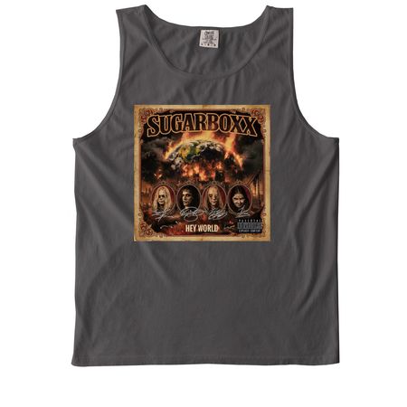 SUGARBOXX ?HEY WORLD? TEE, a Pepper Comfort Colors Tank Top