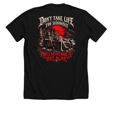 Death on Vacation, a Solid Black Blend Premium Unisex Tee