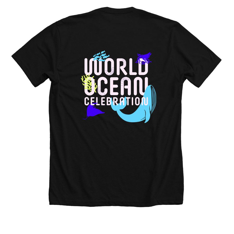 World Ocean Celebration #3, a Solid Black Blend Premium Unisex Tee (back-view)
