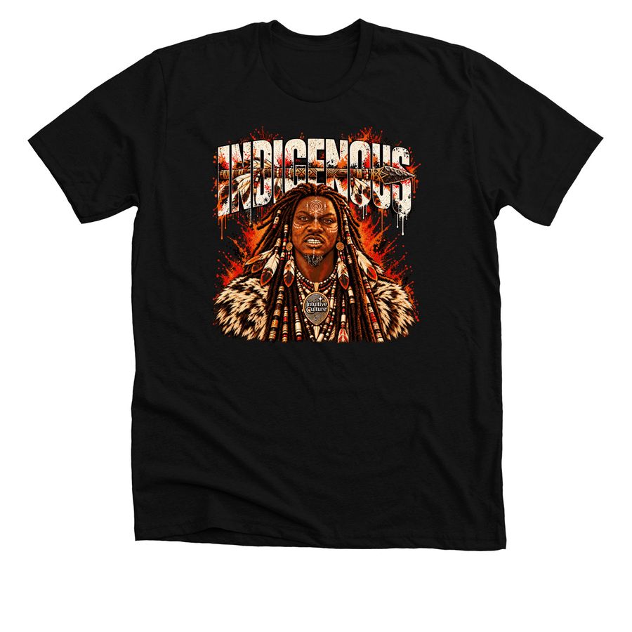 INDIGENOUS ? Intuitive Culture Ancestral Drop, a Solid Black Blend Premium Unisex Tee