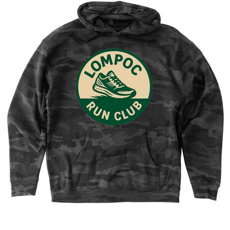 Lompoc Run Club, a Black Camo Heavyweight Camo Pullover Hoodie