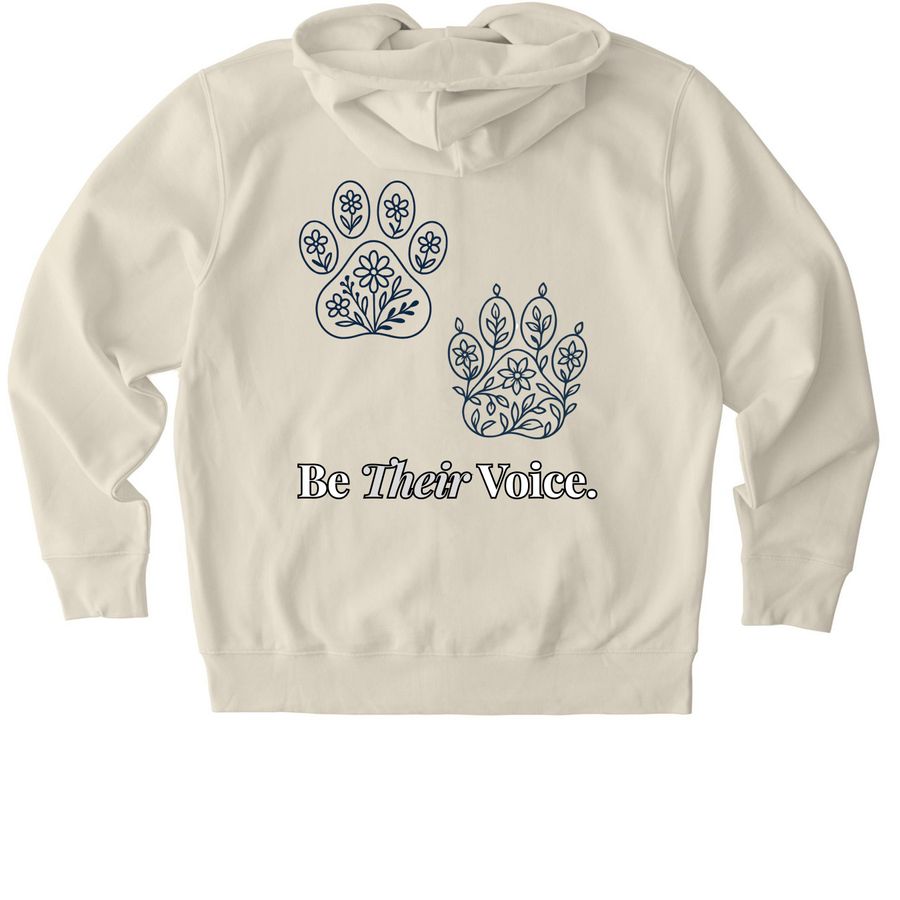 Be their voice dogs and cats, a Natural Raw Stanley/Stella Unisex Cultivator 2.0 Zip Up Pullover Hoodie