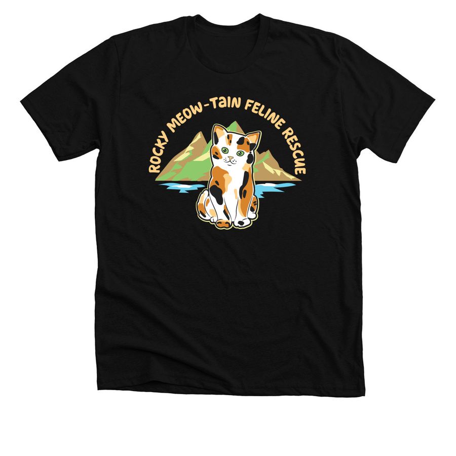 Rocky Meow-tain Feline Rescue, a Solid Black Blend Premium Unisex Tee