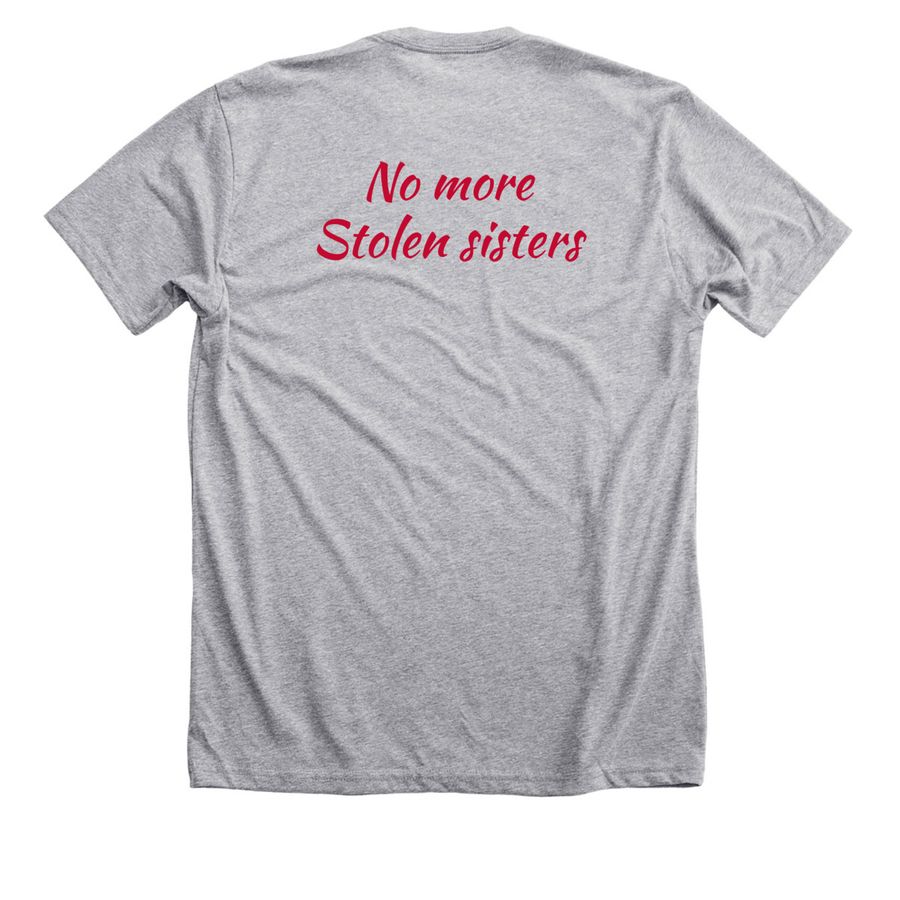 No more stolen sisters, a Athletic Heather Premium Unisex Tee (back-view)