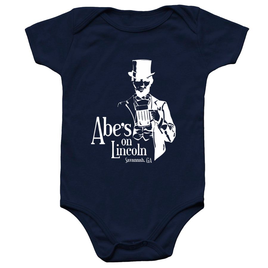 Baby Abe's Classic - White Print, a Navy Infant Onesie