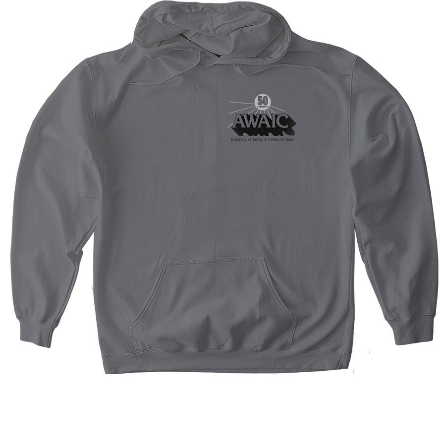 AWAIC 50th Anniversary Limited Edition Items, a Charcoal Gildan Softstyle Pullover Hoodie