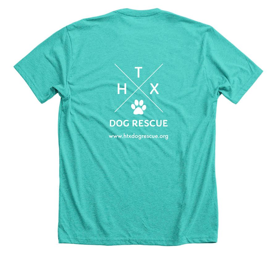 HTX Dog Rescue Shirt Fundraiser, a Heather Sea Green Premium Unisex Tee (back-view)