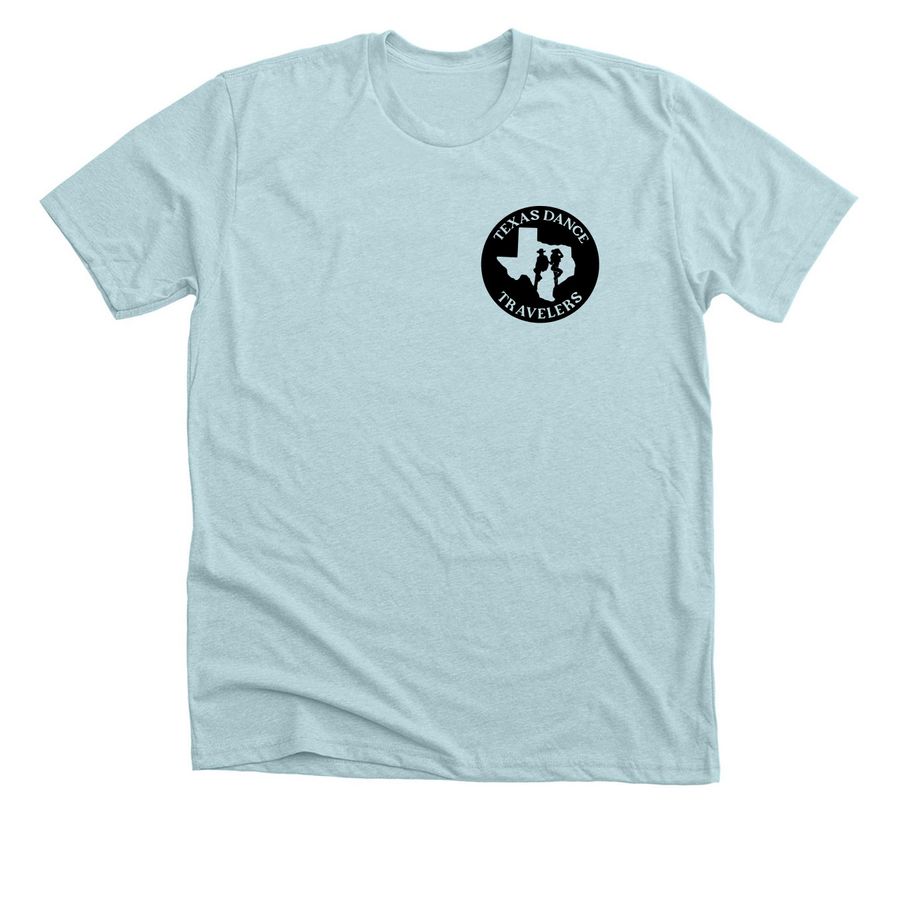 Two Sided Texas Design - Black, a Heather Ice Blue Premium Unisex Tee