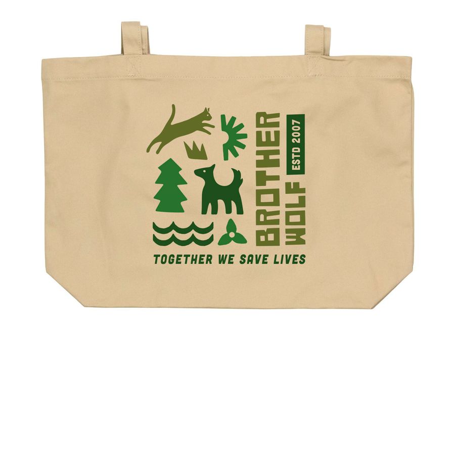 Together We Save Lives in Green!&nbsp;, a Oyster Large Organic Cotton Tote Bag