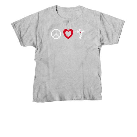 Peace, Love, Calisthenics, a Sport Grey Youth Unisex Tee