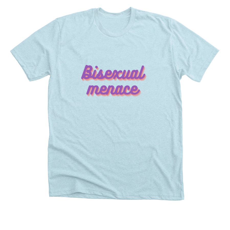 Bisexual Menace, a Heather Ice Blue Premium Unisex Tee