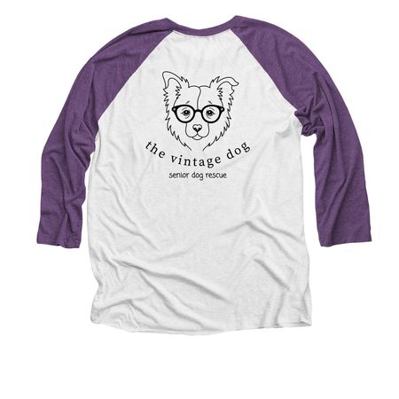 VINTAGE is my favorite breed, a Purple Rush and Heather White 3/4 Sleeve Baseball Tee (back-view)
