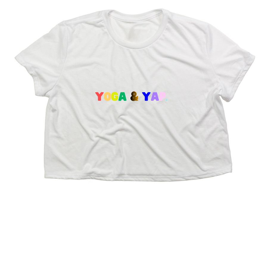 Yoga & Yap: Pride Edition, a White Women?s Flowy Cropped Tee