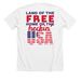 Home of the heckin? USA!&nbsp;, a Solid White Blend Premium Unisex Tee (back-view)