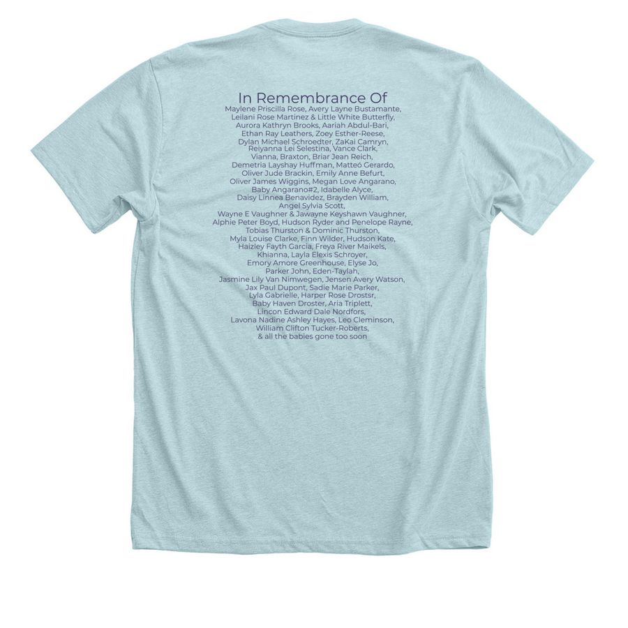 Mothers Day Remembrance (Batch 19), a Heather Ice Blue Premium Unisex Tee (back-view)