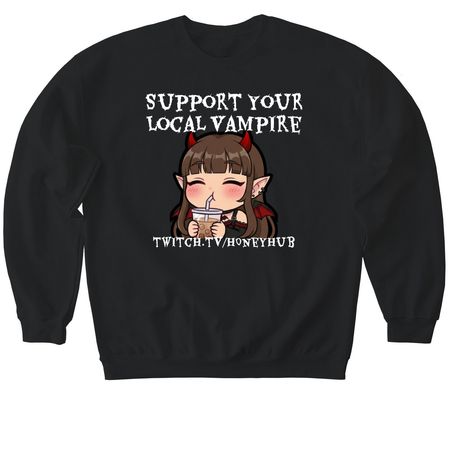 Support Your Local Vamp, a Black Softstyle Crewneck Sweatshirt