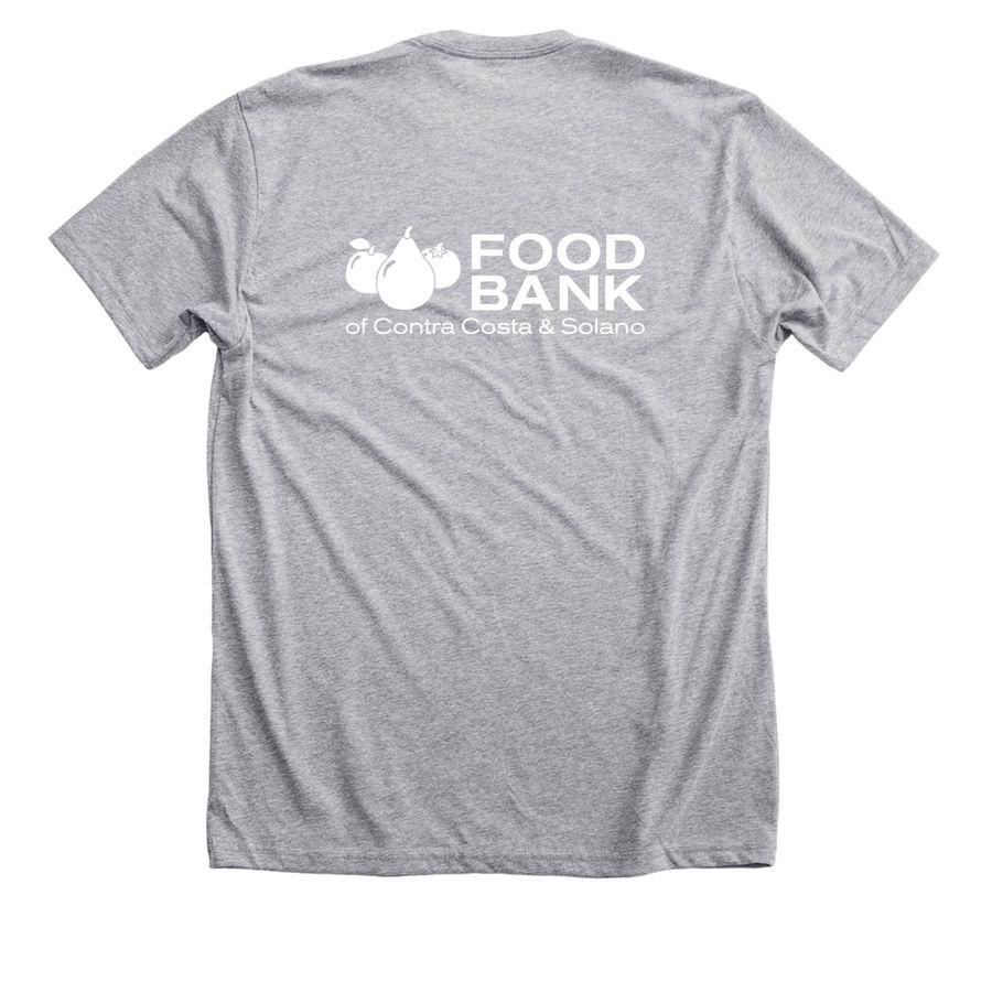 Hunger Action Broccoli Hero, a Athletic Heather Premium Unisex Tee (back-view)