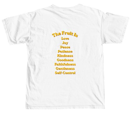 The Fruit of the Spirit's not a Coconut, a White Comfort Colors Unisex Tee (back-view)