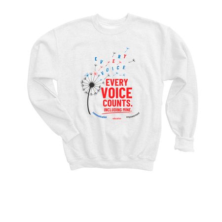 Every Voice Counts. Including Mine., a White Youth Crewneck Sweatshirt