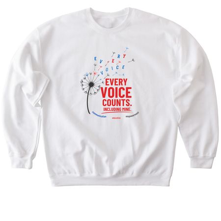 Every Voice Counts. Including Mine., a White Softstyle Crewneck Sweatshirt