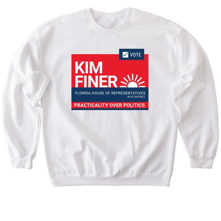 The Finer Campaign Shirt, a White Softstyle Crewneck Sweatshirt
