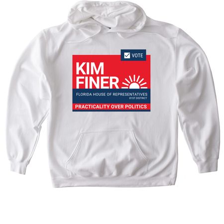 The Finer Campaign Shirt, a White Gildan Softstyle Pullover Hoodie