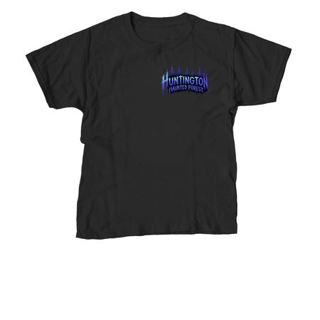 Huntington Haunted Forest - 2 Sided, a Black Youth Unisex Tee