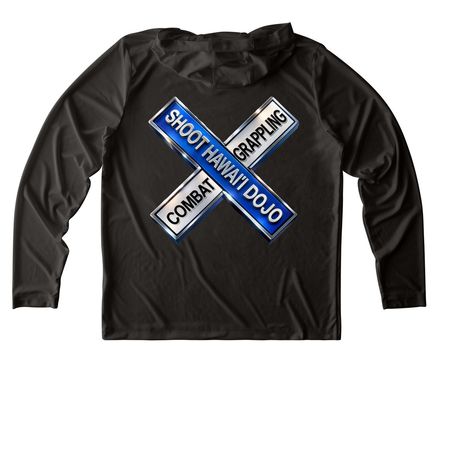 KMS BJJ Dynamic Performance Hoodie, a Black UV Performance Long Sleeve Hoodie (back-view)