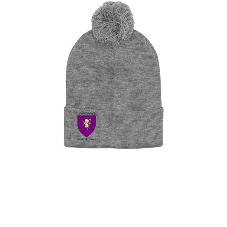 Kallos Beanies, a Light Heather Grey Printed Pom-Pom Beanie