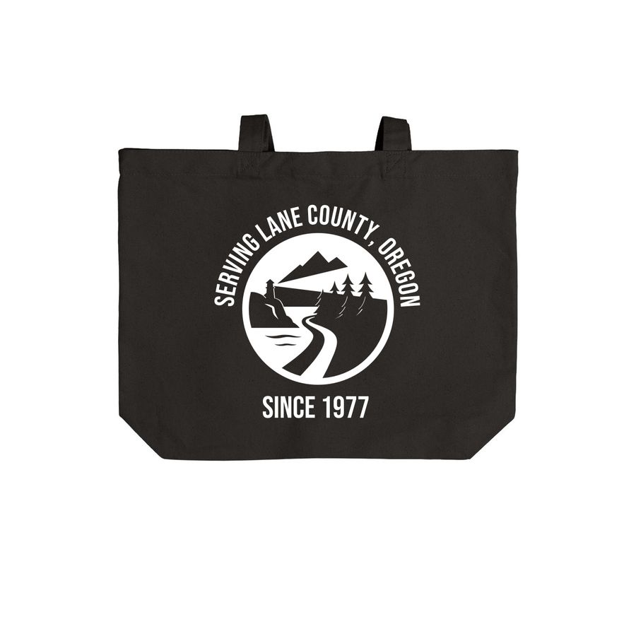 PDSLC Tote Bag, a Deep Black Cotton Canvas Tote Bag (back-view)