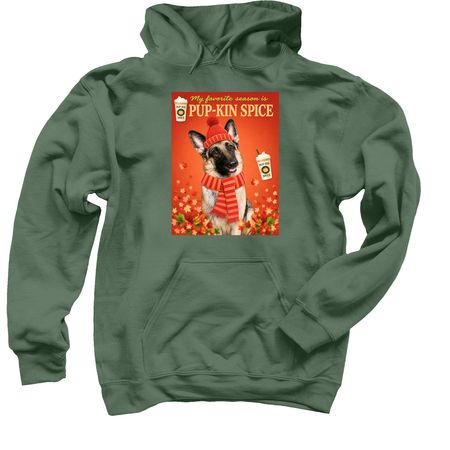 Pup-kin Spice, a Military Green Pullover Hoodie