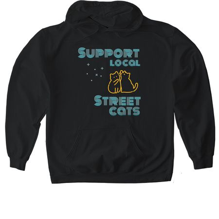 Support Local Street Cats, a Black Gildan Softstyle Pullover Hoodie