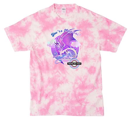 Trans Joy Fest- Gender Non-Conforming Design, a Bright Pink Crystal Tie Dye Tee