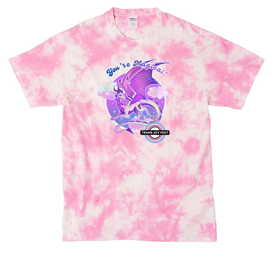 Trans Joy Fest- Gender Non-Conforming Design, a Bright Pink Crystal Tie Dye Tee
