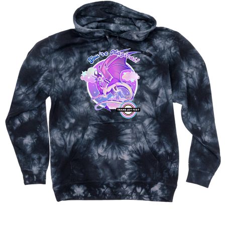 Trans Joy Fest- Gender Non-Conforming Design, a Black Tie Dyed Pullover Hoodie