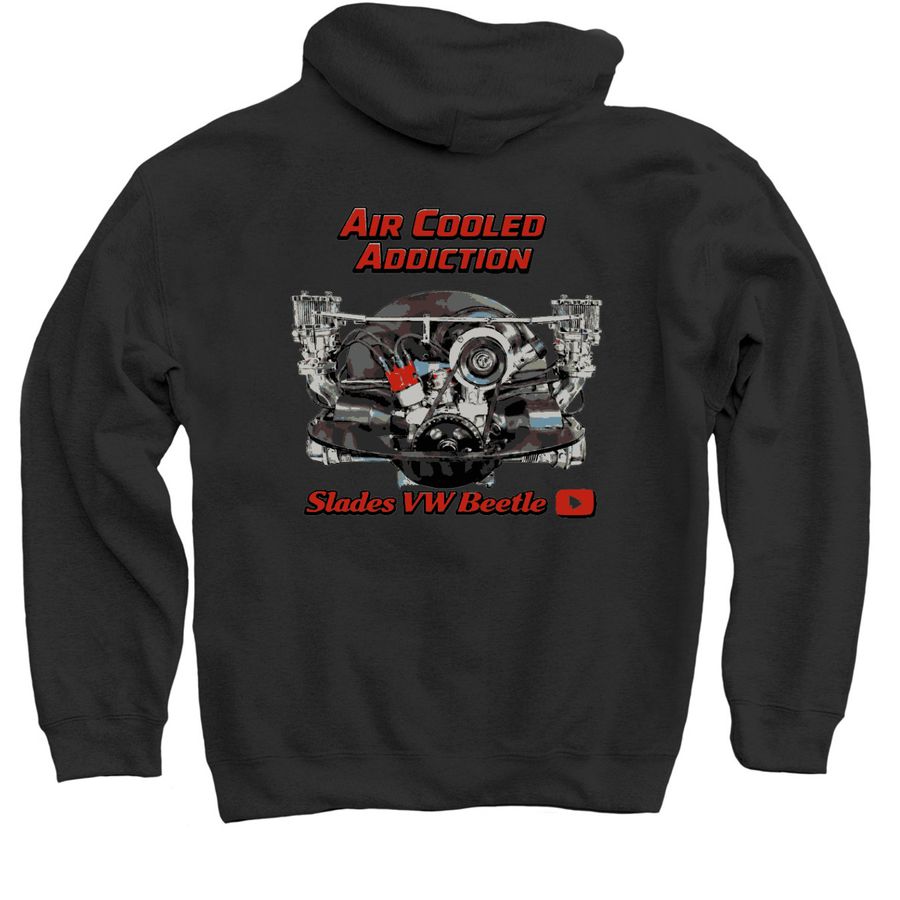 Mens Long Sleeve & Hoodies Air Cooled Addict, a Black Pullover Hoodie (back-view)