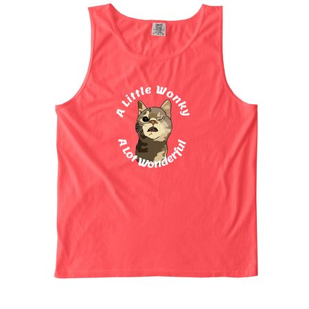 A Little Wonky. A Lot Wonderful., a Neon Red Orange Comfort Colors Tank Top